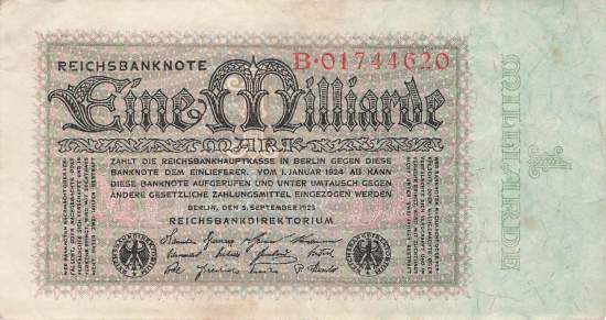 1 Milliarde Mark ro 111a B VF